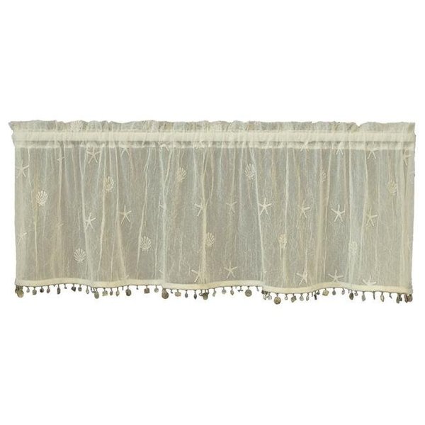 Heritagelace Heritage Lace 7175E-4515ST 45 x 15 in. Sand Shell Valance with Shell Trim; Ecru 7175E-4515ST